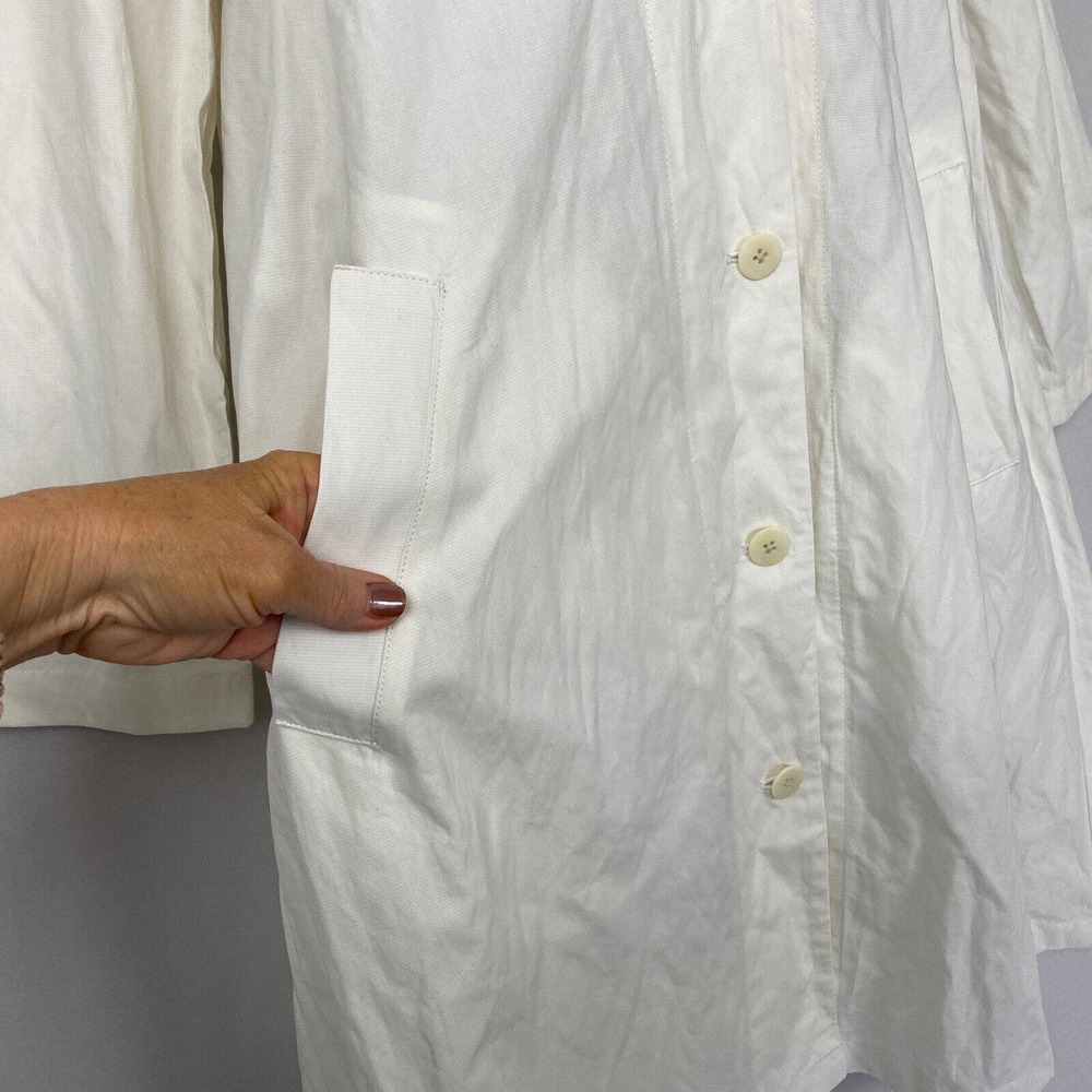 Eileen Fisher Organic Cotton Steel Jacket XS Ivory Swing Pockets Trench NEW $368 - Picture 5 of 16